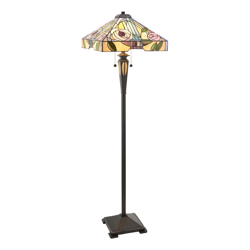 Endon 64383 - Grīdas lampa Tiffany WILLIOW 2xE27/60W/230V diametrs 42,5 cm