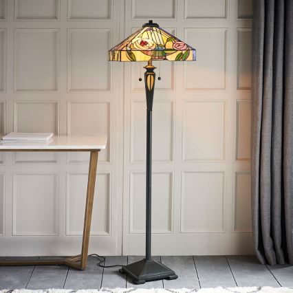 Endon 64383 - Grīdas lampa Tiffany WILLIOW 2xE27/60W/230V diametrs 42,5 cm