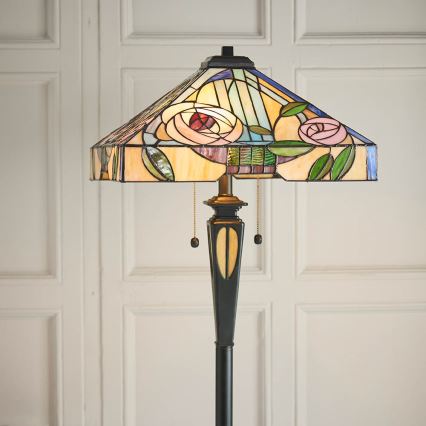 Endon 64383 - Grīdas lampa Tiffany WILLIOW 2xE27/60W/230V diametrs 42,5 cm