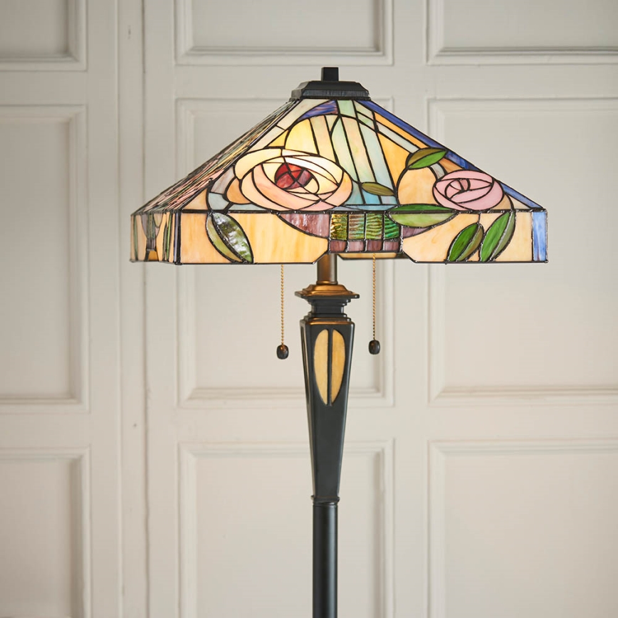Endon 64383 - Grīdas lampa Tiffany WILLIOW 2xE27/60W/230V diametrs 42,5 cm