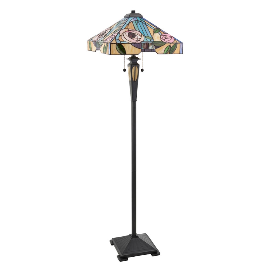 Endon 64383 - Grīdas lampa Tiffany WILLIOW 2xE27/60W/230V diametrs 42,5 cm