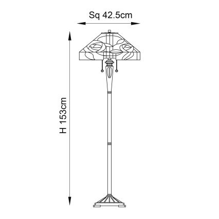 Endon 64383 - Grīdas lampa Tiffany WILLIOW 2xE27/60W/230V diametrs 42,5 cm