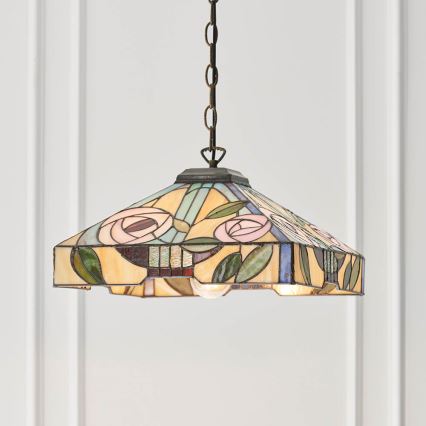 Endon 64385 - Lustra uz ķēdes Tiffany WILLOW 1x E27/60W/230V Ø 35 cm