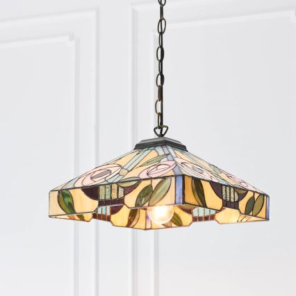 Endon 64385 - Lustra uz ķēdes Tiffany WILLOW 1x E27/60W/230V Ø 35 cm