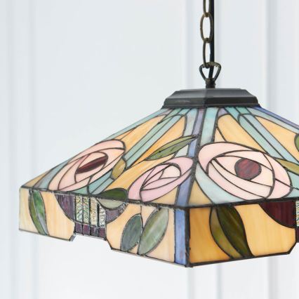 Endon 64385 - Lustra uz ķēdes Tiffany WILLOW 1x E27/60W/230V Ø 35 cm