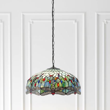 Endon 66148 - Lustra uz ķēdes Tiffany DRAGONFLY 3xE27/60W/230V Ø 50 cm