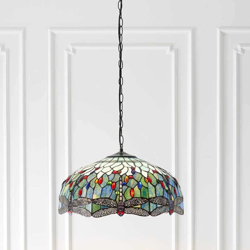 Endon 66148 - Lustra uz ķēdes Tiffany DRAGONFLY 3xE27/60W/230V Ø 50 cm