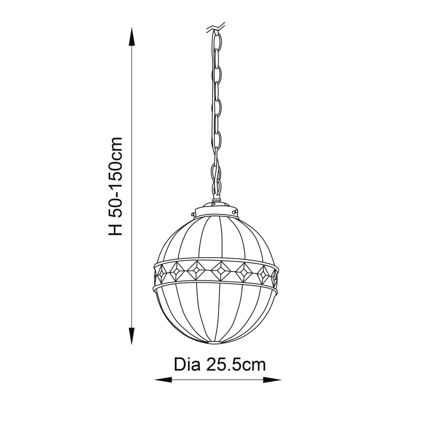 Endon 67044 - Lustra ar ķēdi Tiffany FARGO 1xE14/40W/230V Ø 25,5 cm
