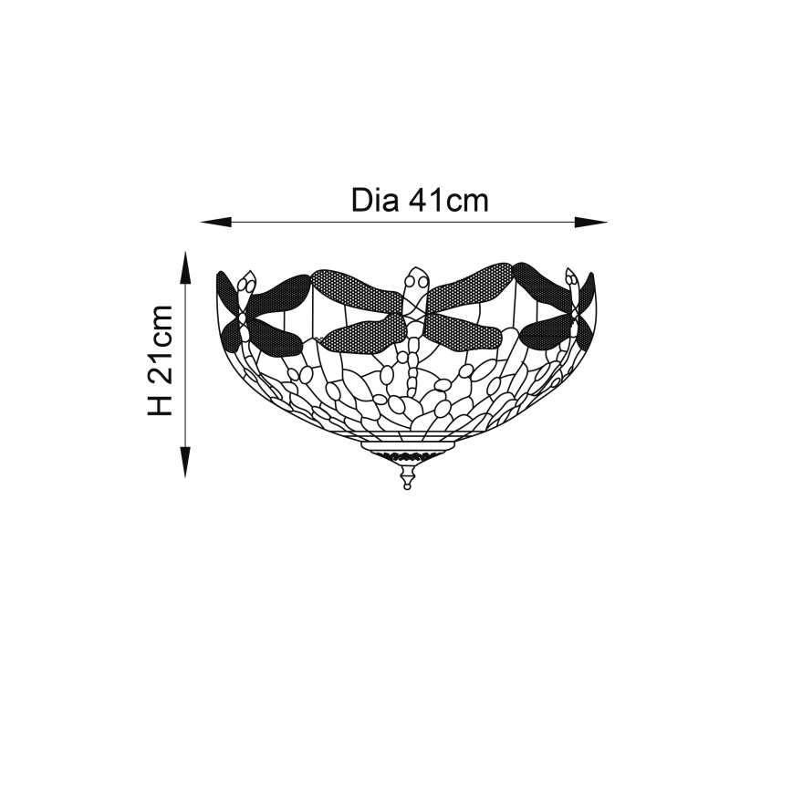 Endon 70722 - Tiffany DRAGONFLY griestu gaismeklis, 2xE27/60W/230V, Ø 41 cm