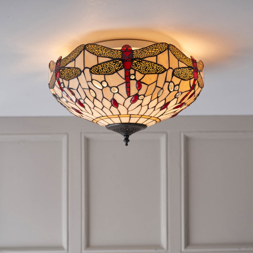 Endon 70723 - Griestu lampa Tiffany DRAGONFLY 2xE27/60W/230V Ø 41 cm