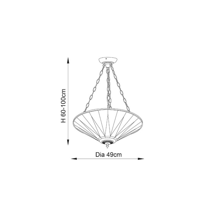 Endon 70754 - Lustra ar ķēdi Tiffany DARK STAR 3xE27/60W/230V Ø 49 cm