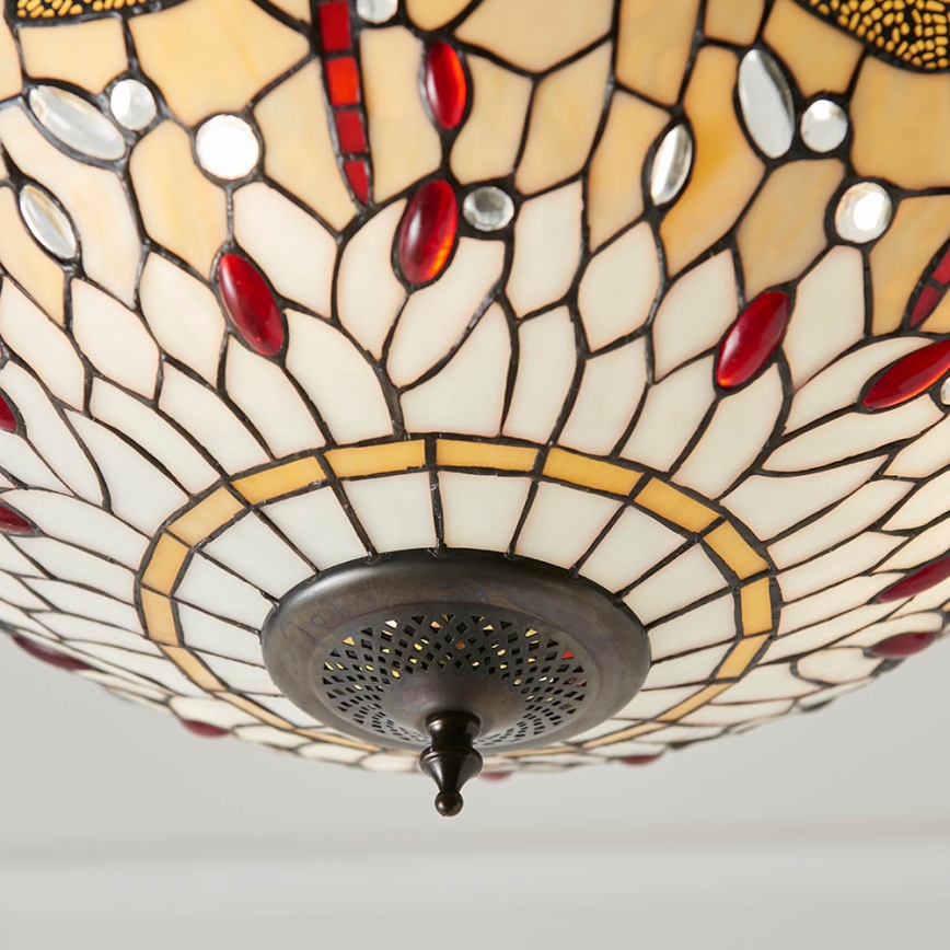 Endon 70759 - Lustra ar ķēdi Tiffany DRAGONFLY 3xE27/60W/230V Ø 41 cm