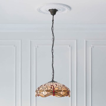 Endon 70824 - Lustra ar ķēdi Tiffany DRAGONFLY 3xE27/60W/230V Ø 41 cm