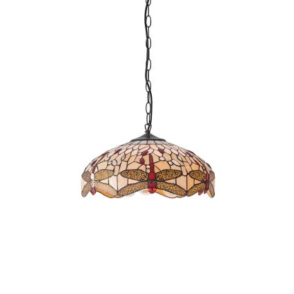 Endon 70824 - Lustra ar ķēdi Tiffany DRAGONFLY 3xE27/60W/230V Ø 41 cm
