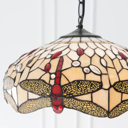 Endon 70824 - Lustra ar ķēdi Tiffany DRAGONFLY 3xE27/60W/230V Ø 41 cm