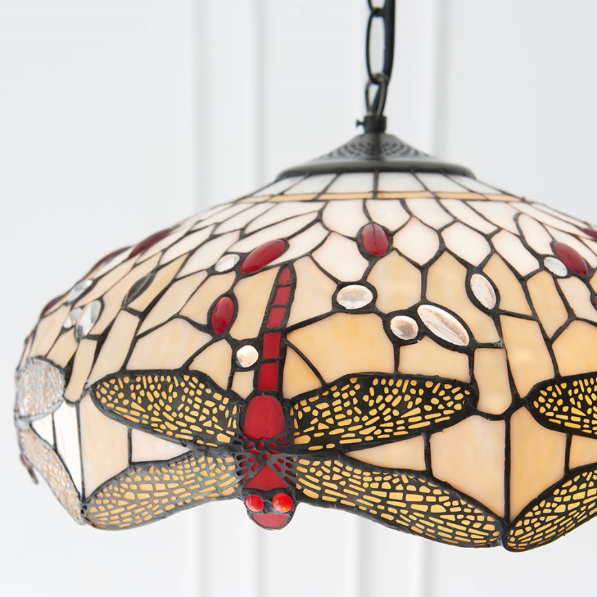Endon 70824 - Lustra ar ķēdi Tiffany DRAGONFLY 3xE27/60W/230V Ø 41 cm