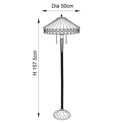 Endon 70936 - Grīdas lampa Tiffany FARGO 2xE27/60W/230V Ø 50 cm