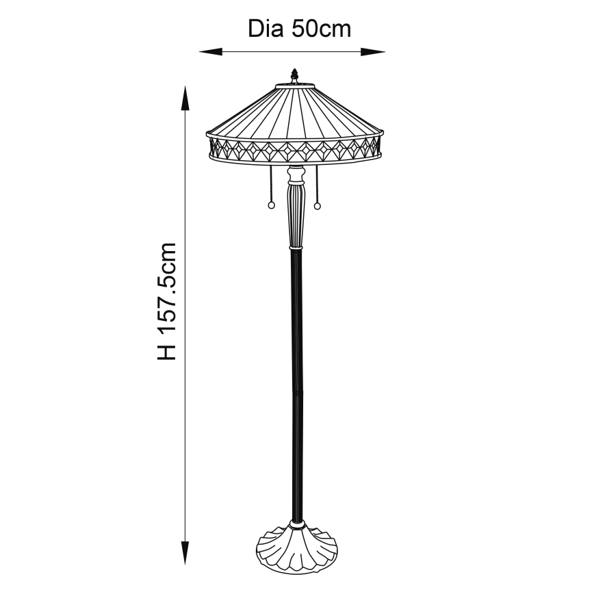 Endon 70936 - Grīdas lampa Tiffany FARGO 2xE27/60W/230V Ø 50 cm