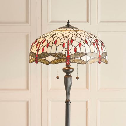 Endon 70940 - stāvlampa Tiffany DRAGONFLY 2xE27/60W/230V Ø 50 cm
