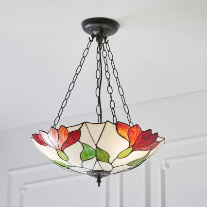 Endon 70946 - Lustra ar ķēdi Tiffany BOTANICA 3xE27/60W/230V Ø 45 cm