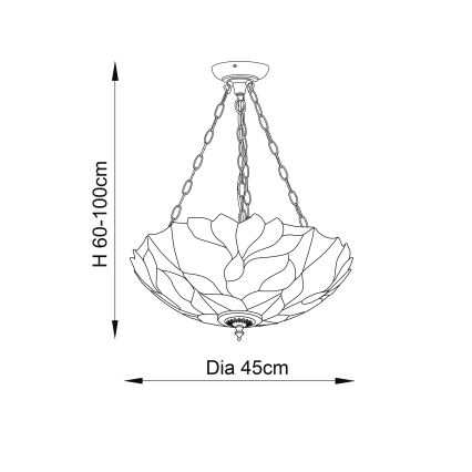 Endon 70946 - Lustra ar ķēdi Tiffany BOTANICA 3xE27/60W/230V Ø 45 cm