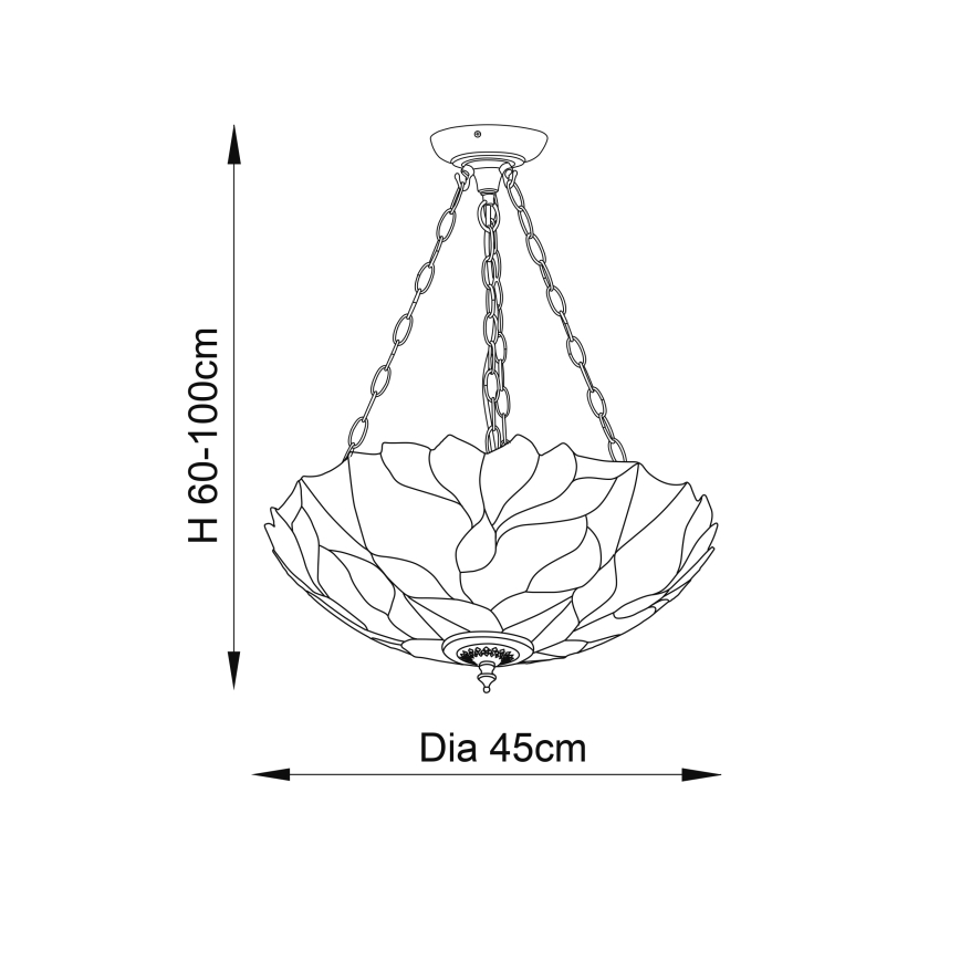 Endon 70946 - Lustra ar ķēdi Tiffany BOTANICA 3xE27/60W/230V Ø 45 cm