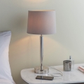 Endon 72175 - Galda lampa ar USB portu SYON 1xE14/40W/230V spīdīgi hromēta/bežāra