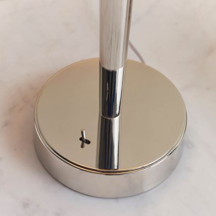 Endon 72175 - Galda lampa ar USB portu SYON 1xE14/40W/230V spīdīgi hromēta/bežāra