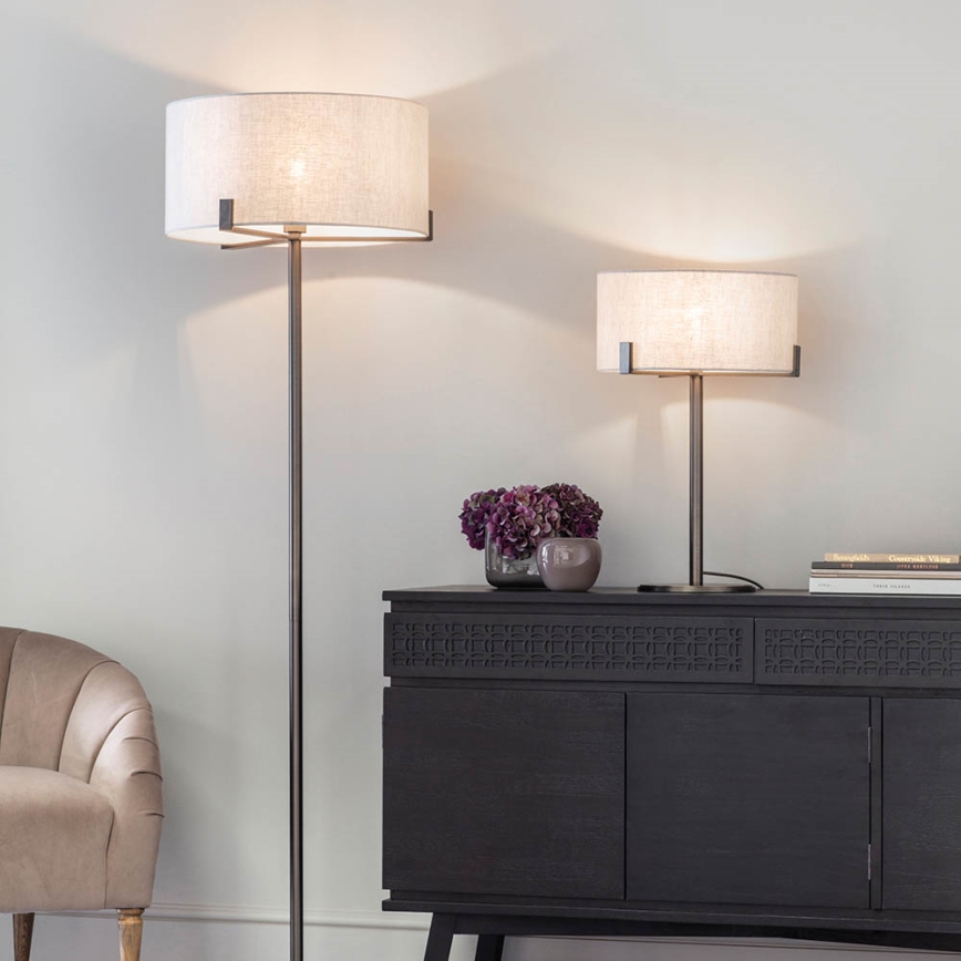 Endon 72634 - Grīdas stāvlampa HAYFIELD 1xE27/40W/230V brūna/pelēka