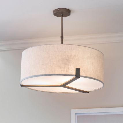 Endon 72635 - Lustra ar stieni HAYFIELD 3xE27/40W/230V matēts hroms/pelēka