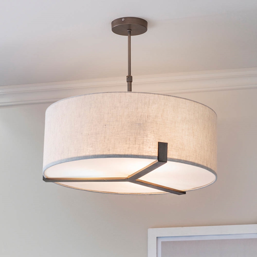 Endon 72635 - Lustra ar stieni HAYFIELD 3xE27/40W/230V matēts hroms/pelēka