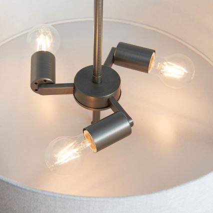 Endon 72635 - Lustra ar stieni HAYFIELD 3xE27/40W/230V matēts hroms/pelēka