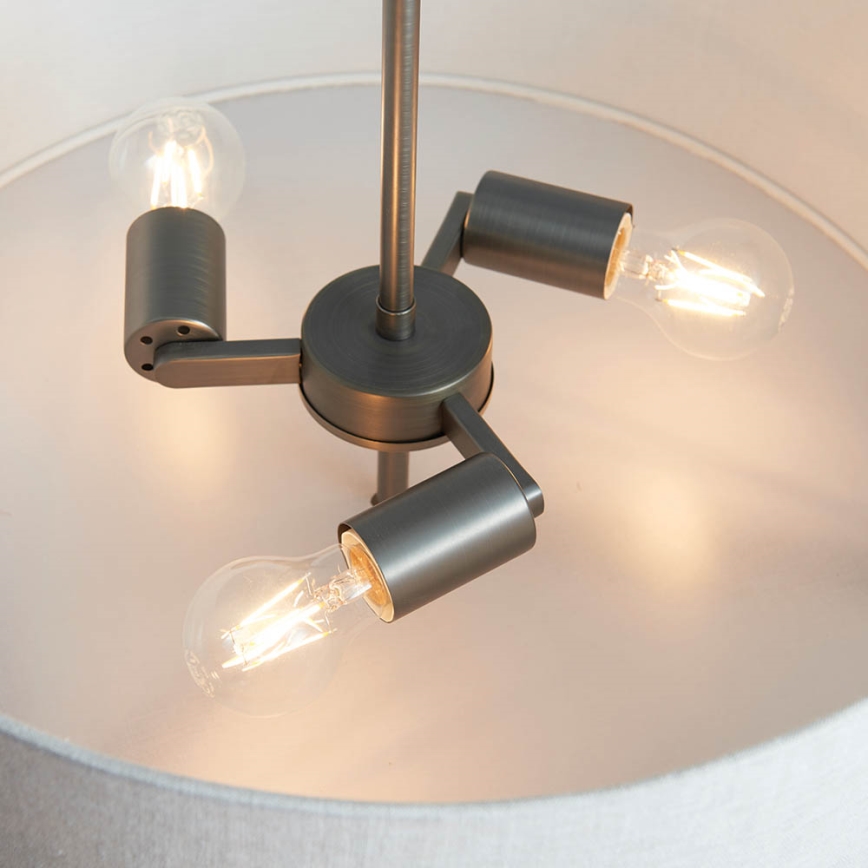 Endon 72635 - Lustra ar stieni HAYFIELD 3xE27/40W/230V matēts hroms/pelēka