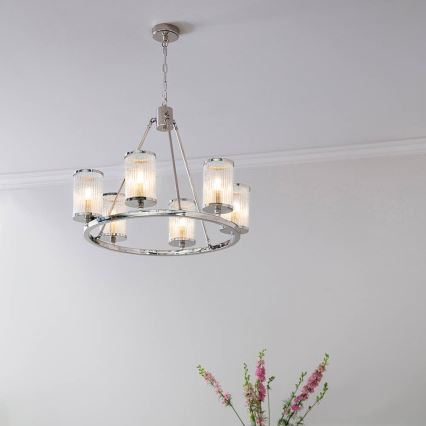 Endon 74128 - Lustra ar ķēdi EASTON 6xE14/6W/230V spīdīgi hromēts