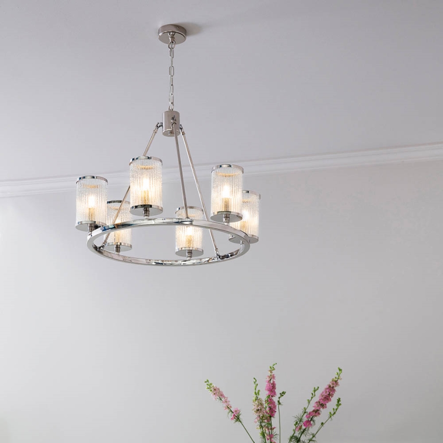Endon 74128 - Lustra ar ķēdi EASTON 6xE14/6W/230V spīdīgi hromēts