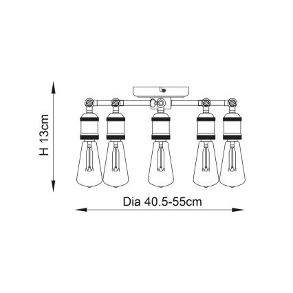 Endon 76336 - Spot gaismeklis HAL 5xE27/40W/230V matēts hroms/varš
