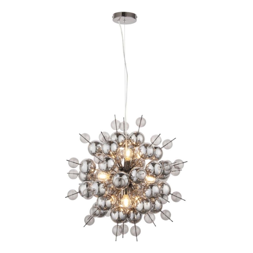 Endon 81583 - JOULES piekaramā lustra uz kabeļa 9xE14/7W/230V spīdīgs hroms/dūmaina