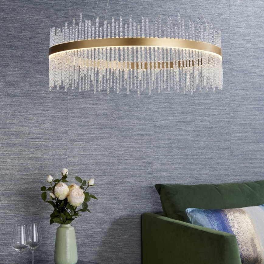 Endon 81908 - Regulējams LED lustra ar vadu ADRIEL LED/58W/230V 3000K diametrs 70 cm zelta/caurspīdīga