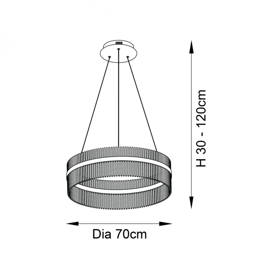 Endon 81908 - Regulējams LED lustra ar vadu ADRIEL LED/58W/230V 3000K diametrs 70 cm zelta/caurspīdīga