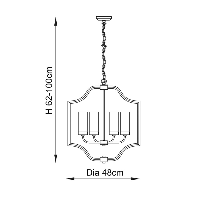 Endon 81914 - Lustra ar ķēdi EDREA 4xE14/6W/230V misiņš
