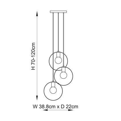 Endon 81922 - Griestu lampa uz troses HOOP 3xE27/40W/230V zelta/miedzaina/matēts hroms