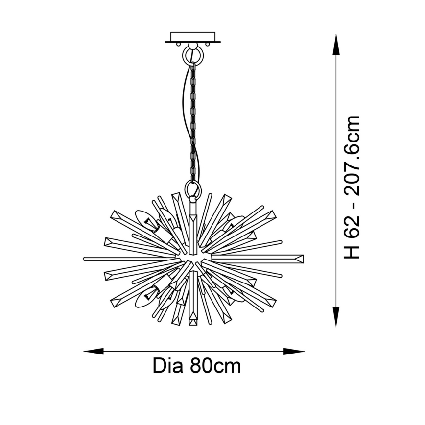 Endon 81935 - zelta lustra uz ķēdes 8xE14/40W/230V