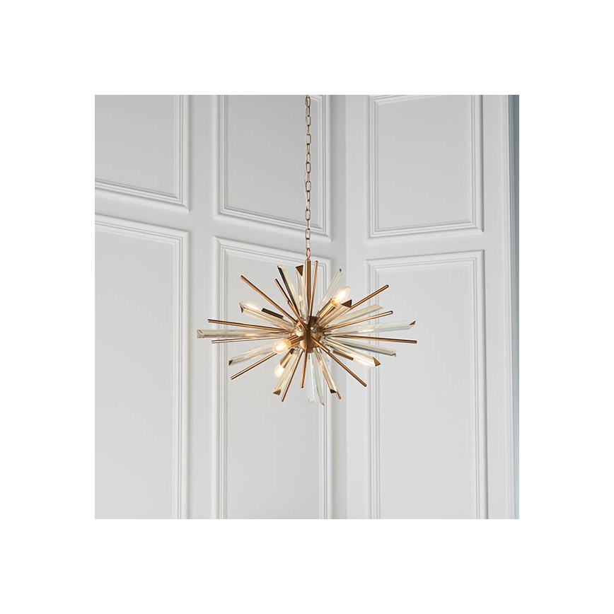 Endon 81936 - Lustra ar ķēdi 6xE14/40W/230V zelta krāsā