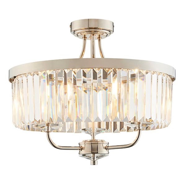 Endon 90264 - Piestiprināma griestu lustra CHESTERFIELD 3xE14/6W/230V, diametrs 45 cm, spīdīgs hroms