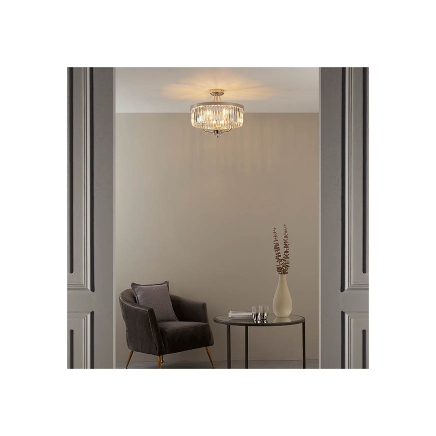 Endon 90264 - Piestiprināma griestu lustra CHESTERFIELD 3xE14/6W/230V, diametrs 45 cm, spīdīgs hroms