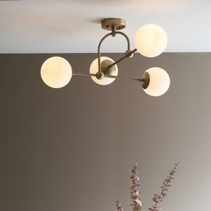 Endon 90843 - Virsmas montējamā griestu lustra ONTARIO 4xE14/7W/230V, misiņš
