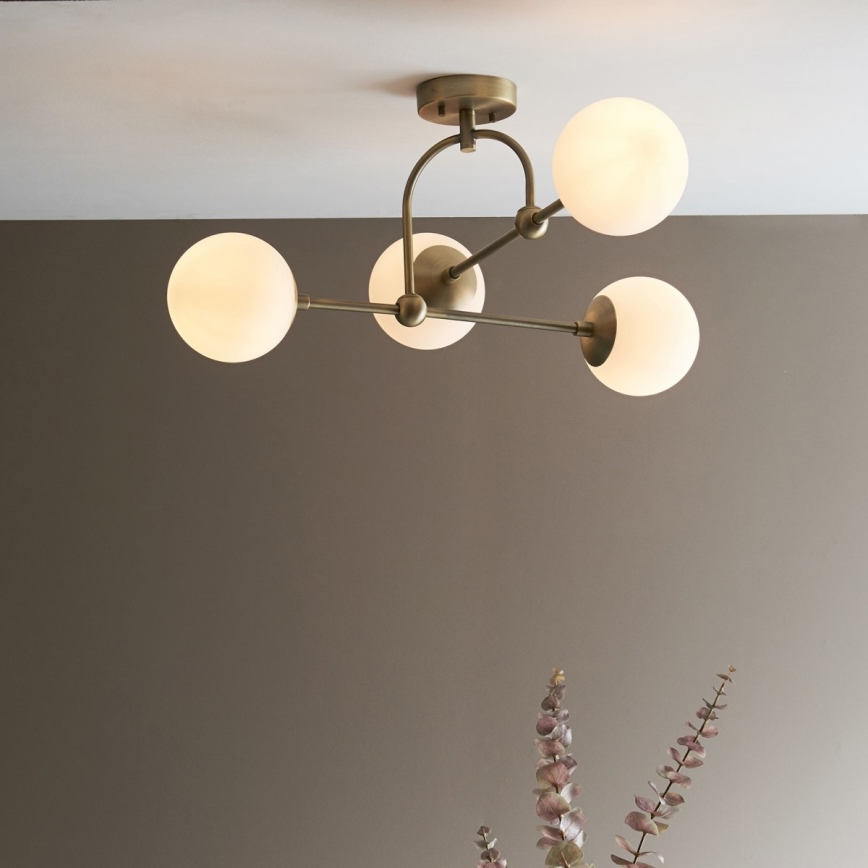 Endon 90843 - Virsmas montējamā griestu lustra ONTARIO 4xE14/7W/230V, misiņš