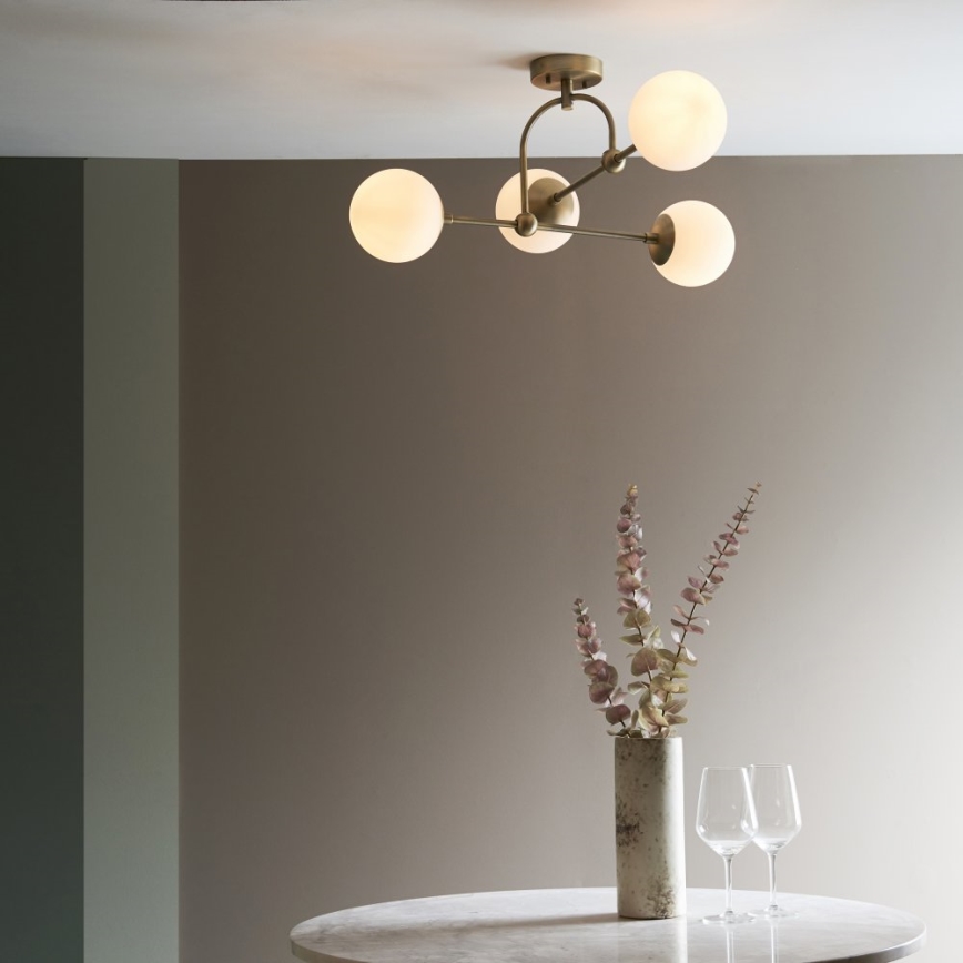 Endon 90843 - Virsmas montējamā griestu lustra ONTARIO 4xE14/7W/230V, misiņš