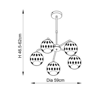 Endon 91969 - DIMPLE griestu lustra uz stieņa 5xE14/25W/230V zelta