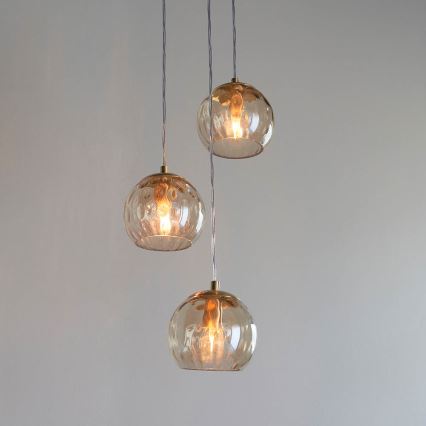 Endon 91971 - Karājoša lustra uz troses DIMPLE 3xE14/25W/230V zeltaina/dūmakaina bēša